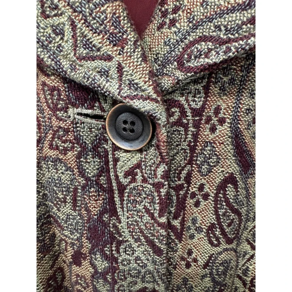 J.Jill Vintage 90s Fall Paisley Tapestry Coat Long Boho Statement Button-Front